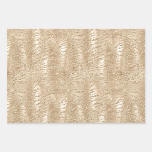 Shiny Champagne Gold Glam Animal Print Geschenkpapier Set (Vorderseite 2)