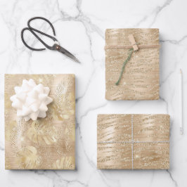 Shiny Champagne Gold Glam Animal Print Geschenkpapier Set