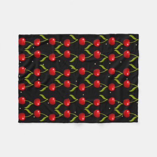 Shiny Cherries Pattern Fleecedecke (Vorderseite (Horizontal))