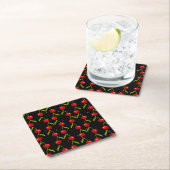 Shiny Cherries Pattern Rechteckiger Pappuntersetzer (Vor Ort)