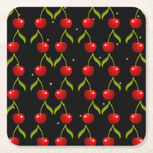 Shiny Cherries Pattern Rechteckiger Pappuntersetzer