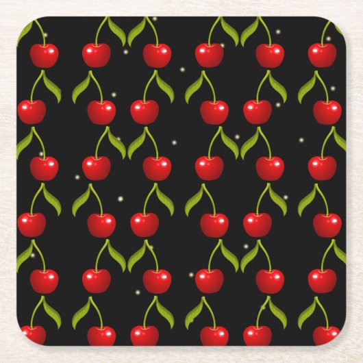 Shiny Cherries Pattern Rechteckiger Pappuntersetzer (Vorderseite)
