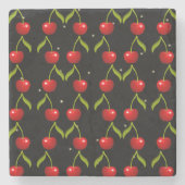 Shiny Cherries Pattern Steinuntersetzer (Vorderseite)
