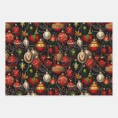 Shiny Christmas Baubles Trio Wrapping Paper Geschenkpapier Set (Vorderseite)