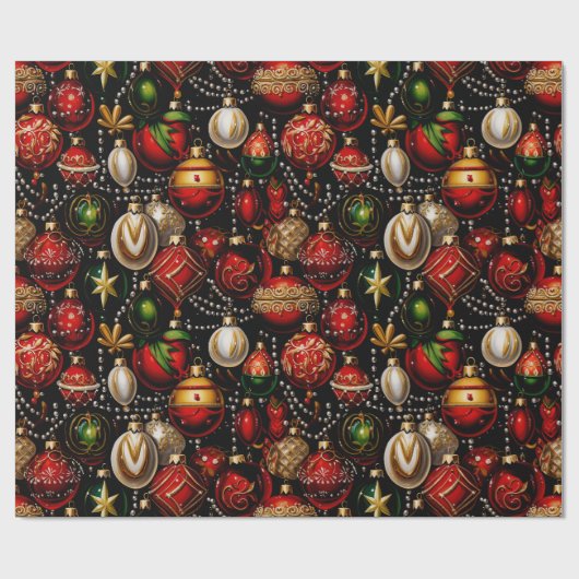 Shiny Christmas Baubles Wrapping Paper Geschenkpapier (Flach)