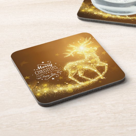Shiny Christmas Deer Beverage Coaster Getränkeuntersetzer (Linke Seite)