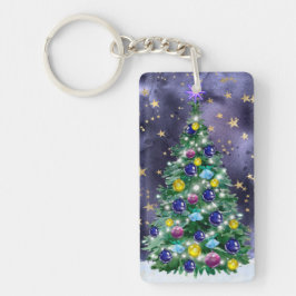 Shiny Christmas tree with bright colored baubles Schlüsselanhänger