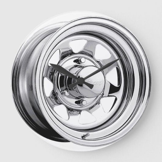 Shiny Chrome Wheel Große Wanduhr (Vorderseite)