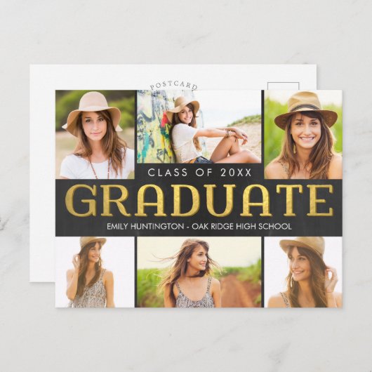 Shiny Collage Abschluss Ankündigung Postkarte (Vorne/Hinten)