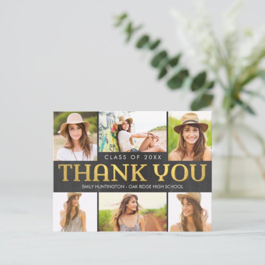 Shiny Collage Moderner Abschluss Danke Postcard Postkarte (Stehend Vorderseite)