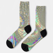 Shiny Colorful Spirale Fraktal Digitale Abstrakte Socken (Linkes Detail)