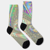 Shiny Colorful Spirale Fraktal Digitale Abstrakte Socken (Rechts)