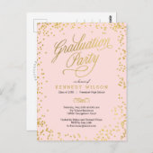 Shiny Confetti Abschluss Einladung Postkarte (Vorne/Hinten)