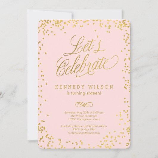 Shiny Confetti Editable Color Party Einladung (Vorderseite)