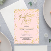 Shiny Confetti Graduation Party Einladung Pink