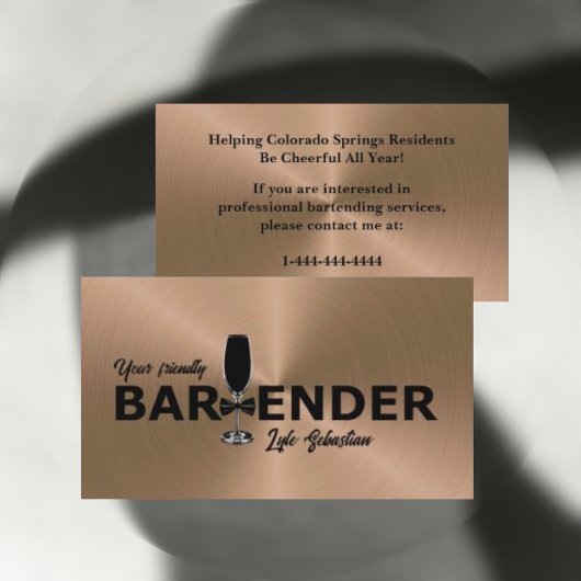 Shiny Copper Event Barkeeper Business Card Visitenkarte