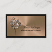 Shiny Copper Floral Event Planner Business Card Visitenkarte (Vorderseite)