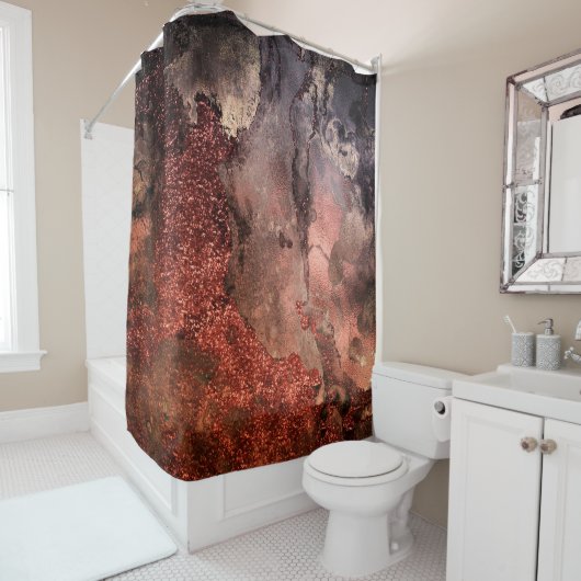 Shiny Copper Gold Glitzer Tinte Smaragdfarben Duschvorhang (Beispiel)