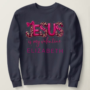 Shiny Coquette Jesus ist mein Valentin: Navy Blue Sweatshirt
