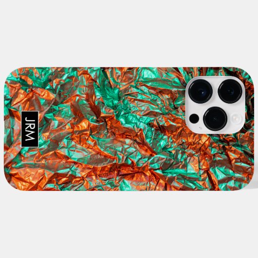 Shiny Crumpled Foil Iridescent Custom Monogram Case-Mate iPhone Hülle (Rückseite (Horizontal))