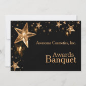 Shiny Crystal Gold Stars auf dem Black Business Pa Einladung (Vorderseite)