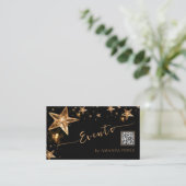 Shiny Crystal Gold Stars über Black Event Planning Visitenkarte (Stehend Vorderseite)