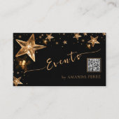 Shiny Crystal Gold Stars über Black Event Planning Visitenkarte (Vorderseite)
