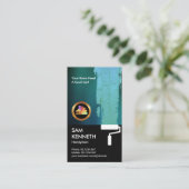 Shiny Cyan Paint Black Grunge Painter Handyman Visitenkarte (Stehend Vorderseite)