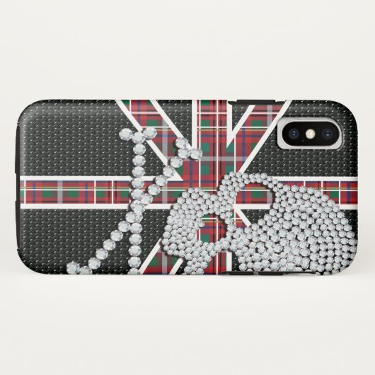 Shiny Diamond Skull Black Red Grid Case-Mate iPhone Hülle (Rückseite (Horizontal))