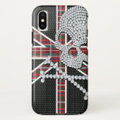 Shiny Diamond Skull Black Red Grid Case-Mate iPhone Hülle (Rückseite)