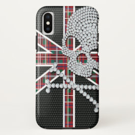 Shiny Diamond Skull Black Red Grid Case-Mate iPhone Hülle