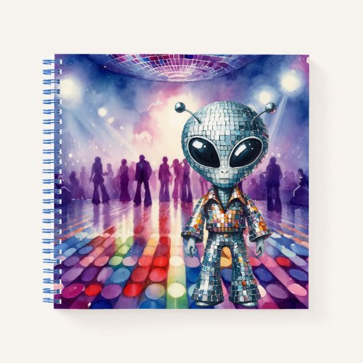 Shiny Disco Alien Notebook Notizblock (Vorderseite)