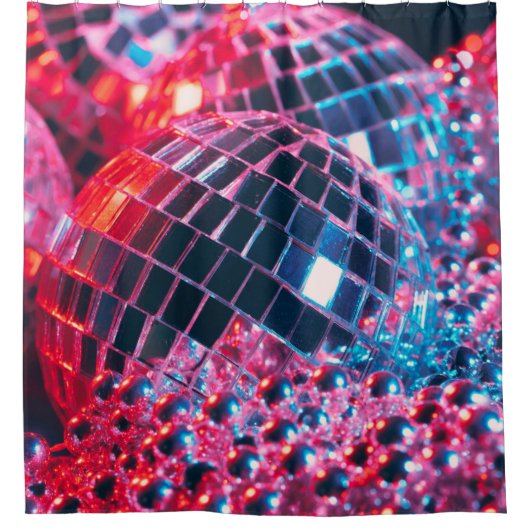 Shiny disco party background with mirror balls ref duschvorhang (Vorderseite)