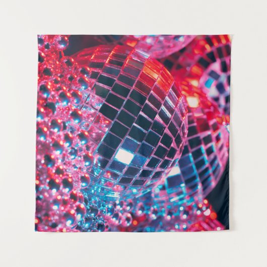 Shiny disco party background with mirror balls ref wandteppich (Vorderseite (Horizontal))