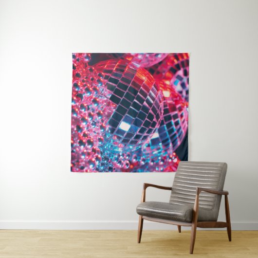 Shiny disco party background with mirror balls ref wandteppich (Beispiel (Horizontal))