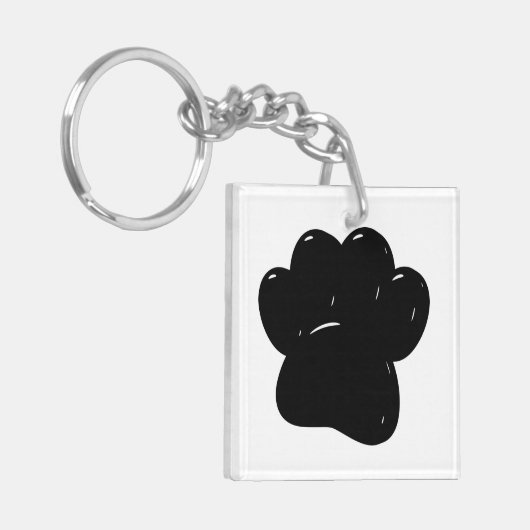 Shiny Dog Paw Print Zeichnend Schlüsselanhänger (Vorderseite links)