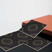 Shiny Elegant Black and Gold Medallion Fliese