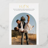 Shiny Elegant Modernes Minimalistisches 2-Foto Hoc Folieneinladung (Vorderseite)