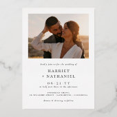 Shiny Elegant Modernes Minimalistisches 2-Foto Hoc Folieneinladung (Rückseite)