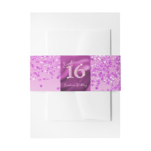Shiny Falling Pink Glitzer Sweet 16 Einladungsbanderole