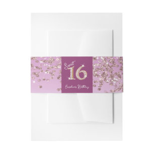 Shiny Falling Rose Gold Glitzer Sweet 16 Einladungsbanderole