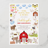 Shiny Farm Animals Barnyard Geburtstagsparty Folieneinladung (Vorderseite)