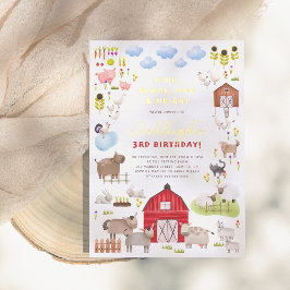 Shiny Farm Animals Barnyard Geburtstagsparty Folieneinladung