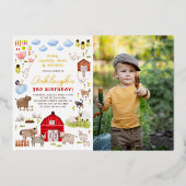 Shiny Farm Animals Bash Birthday Party Foto Folieneinladung (Vorderseite)