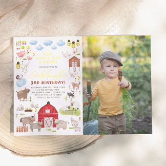 Shiny Farm Animals Bash Birthday Party Foto Folieneinladung