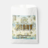 Shiny Filigree Snowflakes Gold Frohe Weihnachten Geschenktütchen (Vorderseite)