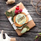 Shiny Filigree Snowflakes Gold Merry Christmas Runder Aufkleber