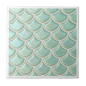 Shiny Fish Scale Pattern Mint Green ID1199 Fliese (Vorderseite)