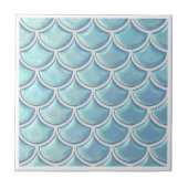 Shiny Fish Scale Pattern Sky Blue ID1199 Fliese (Vorderseite)