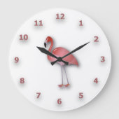 Shiny Flamingo mit rosa Zahlen Große Wanduhr (Vorderseite)